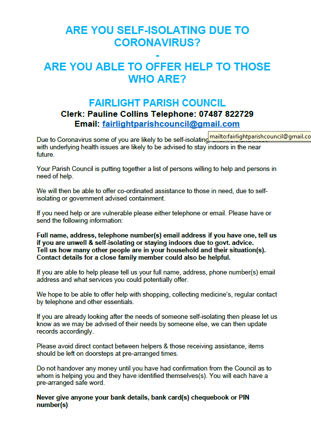 Fairlight help leaflet page 1