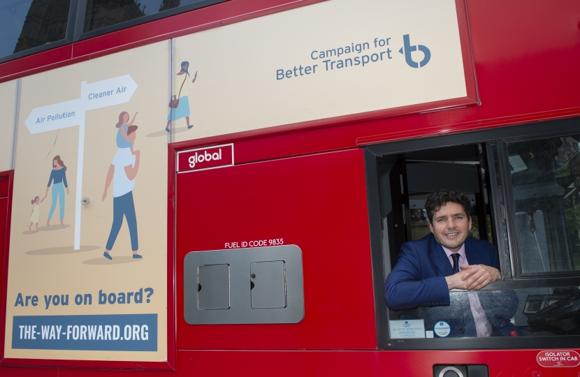 Huw on campaign bus