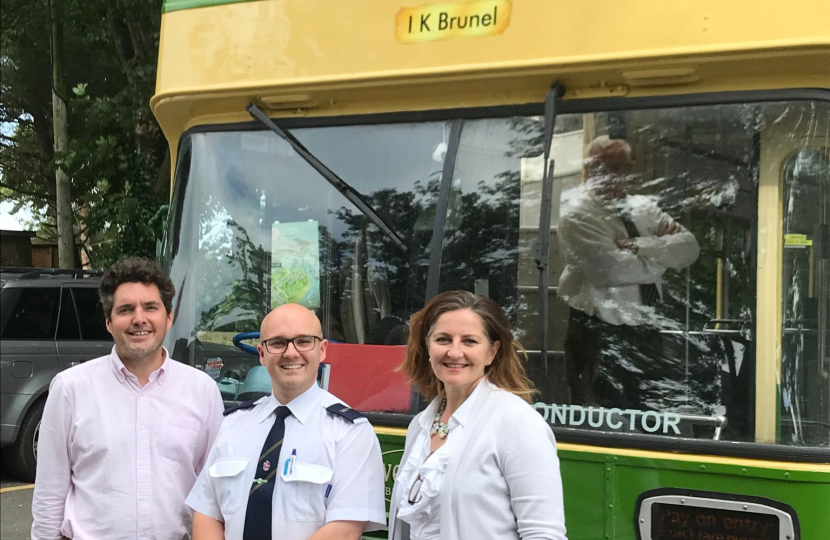 Huw, Caroline and bus driver in front of bus