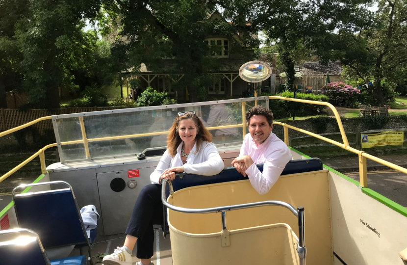 Huw and Caroline on top deck