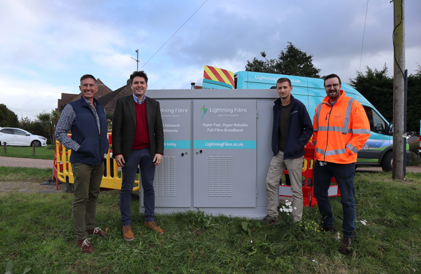 Huw and Lightning Fibre team in Stone Cross