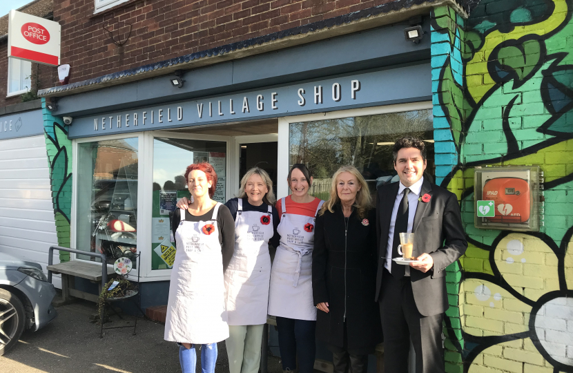 Huw and Shop team outside Netherfield Village Shop