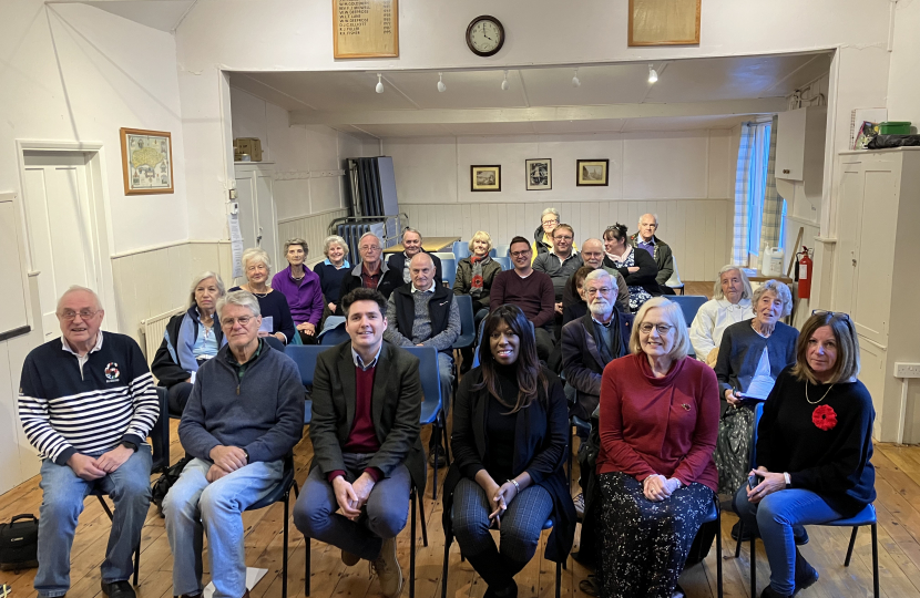 Huw with Whatlington residents in village hall