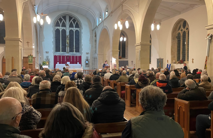 Photo of public meeting on Northeye from rear of church