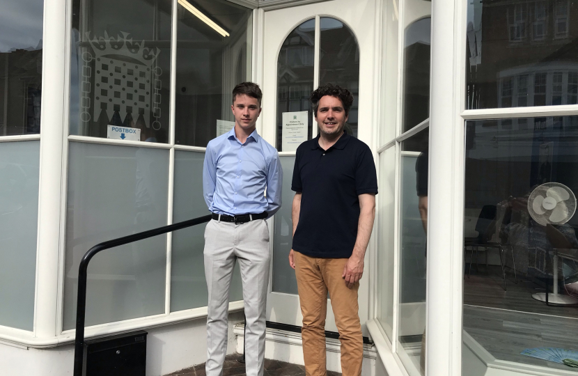 James Jewell and Huw outside constituency office