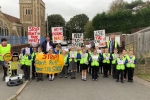 Huw with pupils of All Saints taking part in protest about road safety