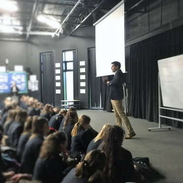 Huw talks about democracy at Ark Helenwood Academy