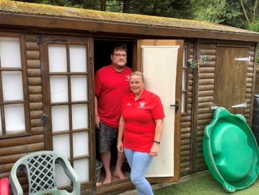 Kate and Grant Jeffries at their home