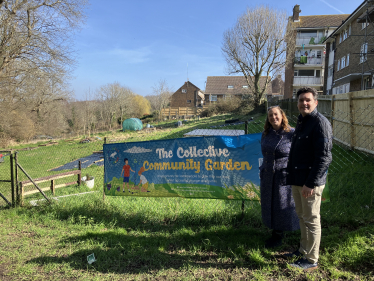 Photo of Huw and Heather Winchester outside Collective Garden in Sidley