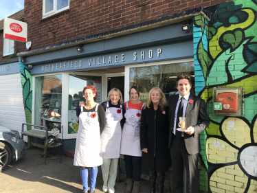 Huw and Shop team outside Netherfield Village Shop